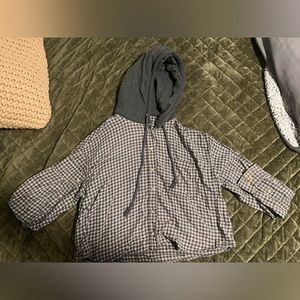 American Eagle Cropped Hooded Flannel